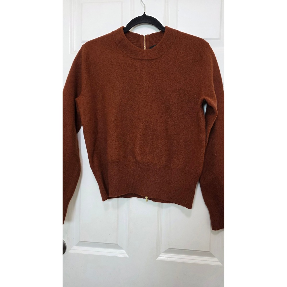 J.Crew Sweater Womens Small Brown 100% Merino Wool Full‎ Back Zip Pullover Knit